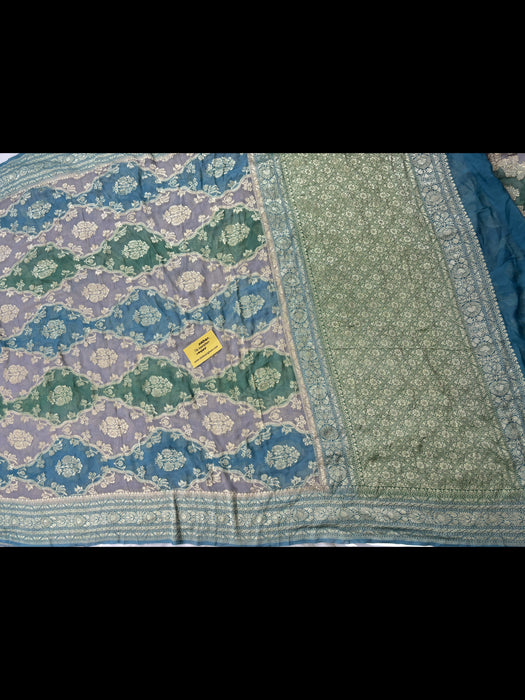 Rangkat Khaddi Georgette Banarasi Handloom Saree - Hand Meenakari