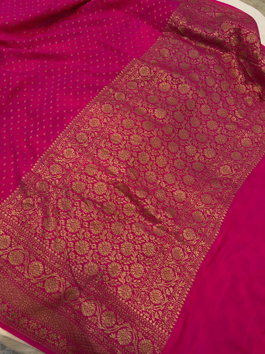 Pink Pure Khaddi Crepe Banarasi Handloom Saree