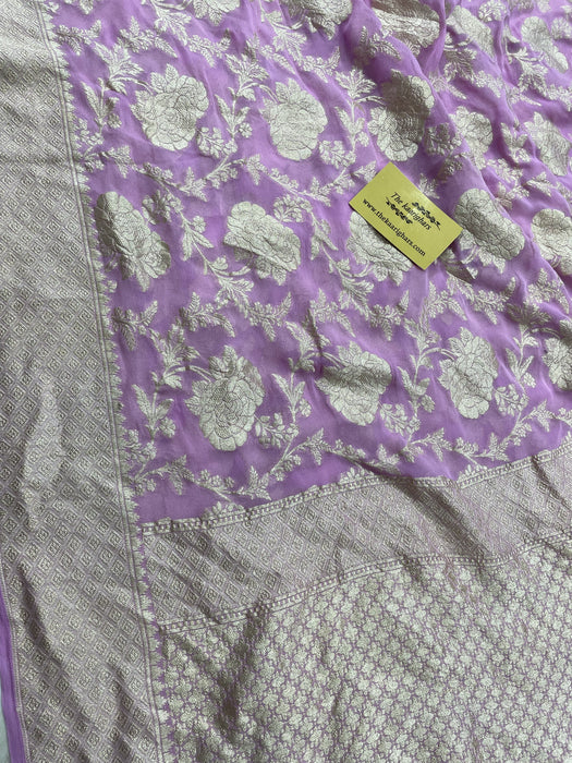 Pure Khaddi Georgette Banarasi Saree - Water Zari