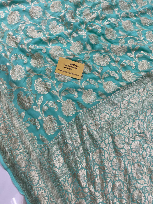 Pure Khaddi Georgette Banarasi Saree - Water Zari