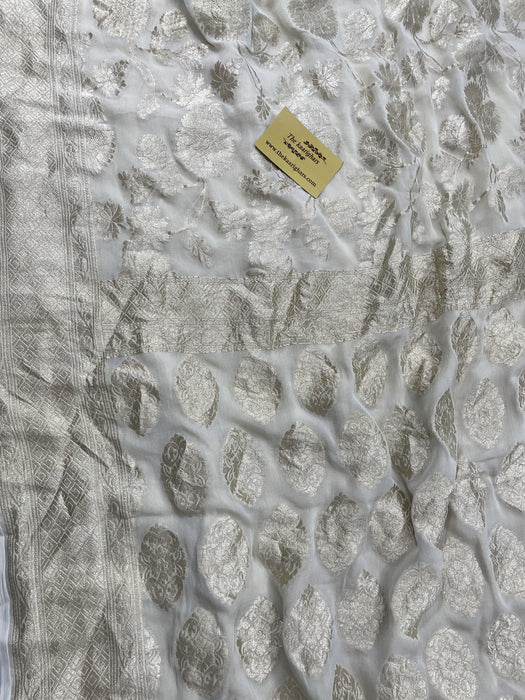 Pure Khaddi Georgette Banarasi Saree - Water Zari