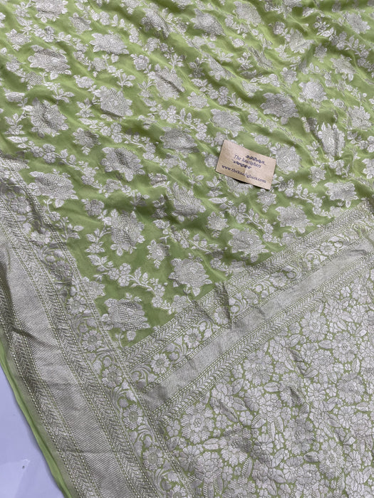 Pure Khaddi Georgette Banarasi Saree - Water Zari