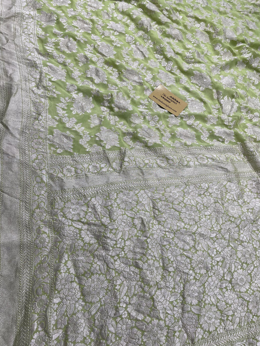 Pure Khaddi Georgette Banarasi Saree - Water Zari