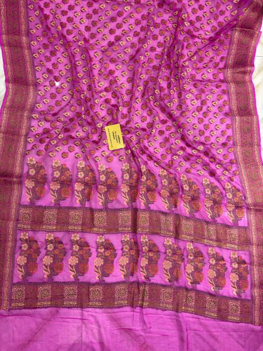 lavender Pure Khaddi Chiffon Banarasi Saree - Meenakari Work
