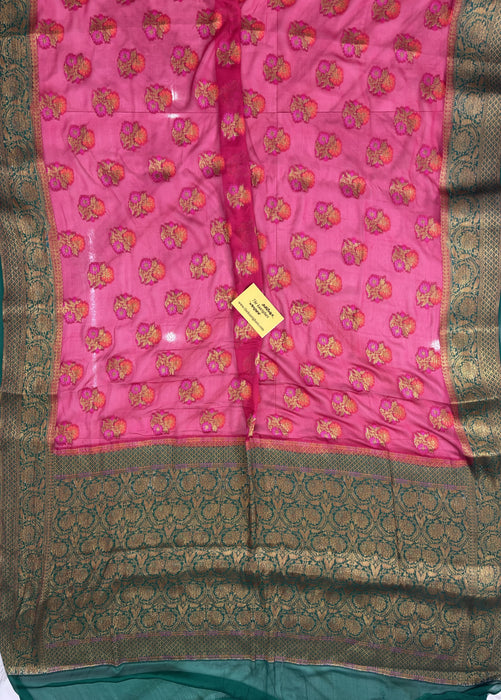 Rani Pure Khaddi Chiffon Banarasi Saree - Meenakari Work