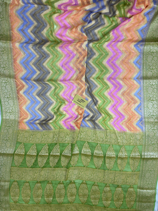 Rangkat Pure Khaddi Chiffon Banarasi Saree - Hand Meenakari Work