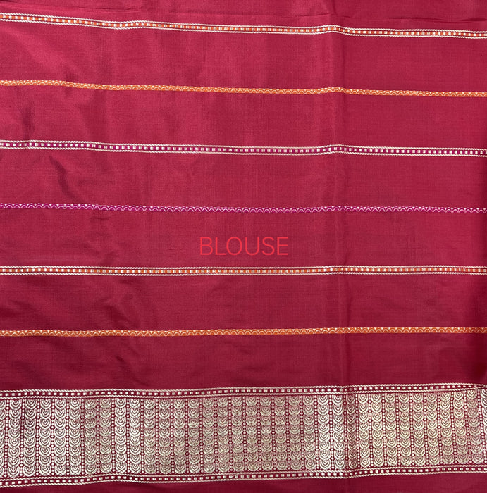Pink Pure Tissue Katan Banarasi Handloom Saree - Kadhiyal Sona Roopa Meenakari