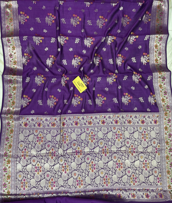 Purple Pure Chiniya Banarasi Handloom Saree