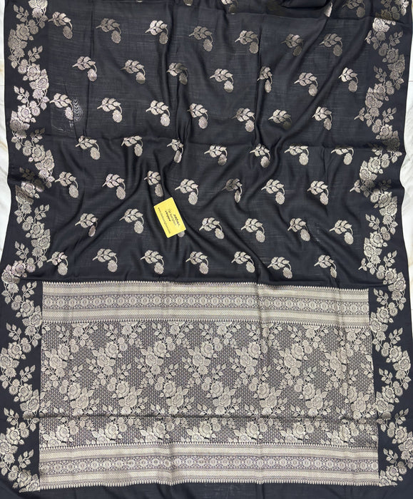Black Pure Chiniya Banarasi Handloom Saree