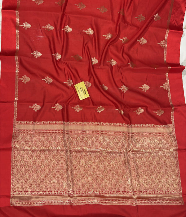 Red Pure Chiniya Banarasi Handloom Saree