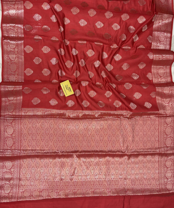 Red Pure Chiniya Banarasi Handloom Saree