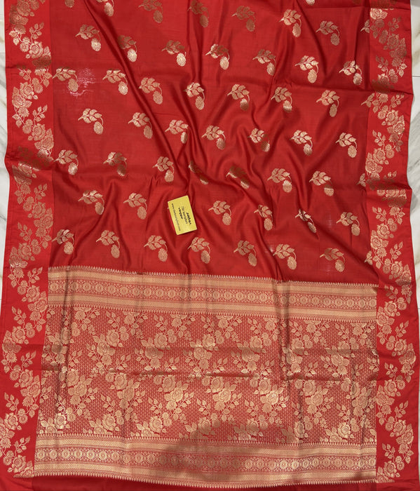 Red Pure Chiniya Banarasi Handloom Saree