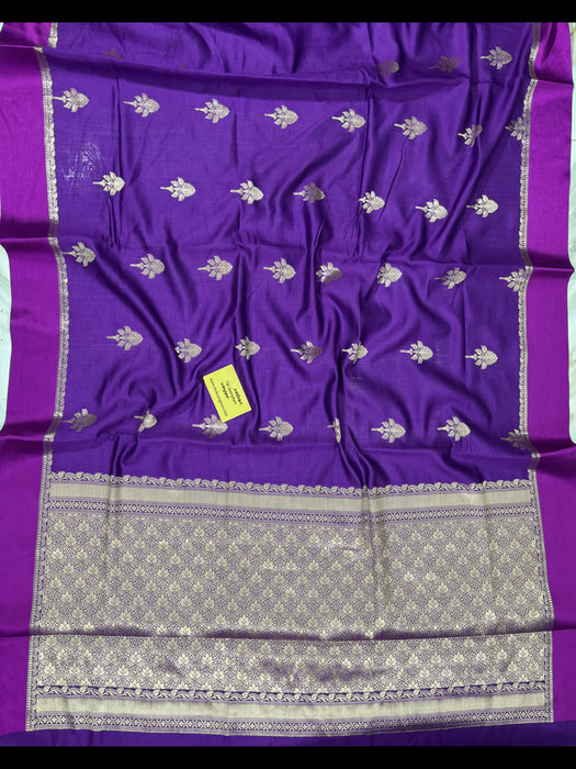 Deep Purple Pure Chiniya Banarasi Handloom Saree