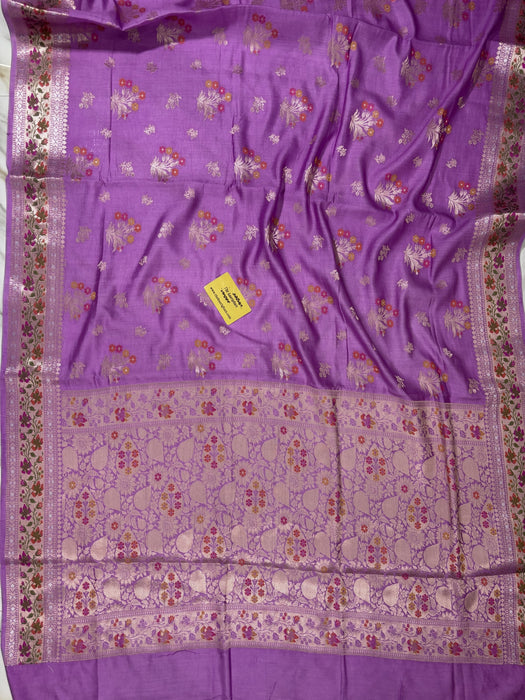 Spanish Lavender Pure Chiniya Banarasi Handloom Saree