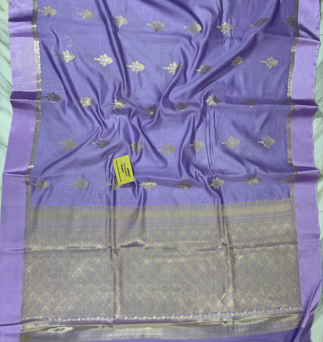 Bright lavender Pure Chiniya Banarasi Handloom Saree