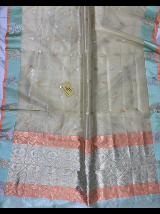 Pure Kora Banarasi Handloom Saree - Sona Roopa Work