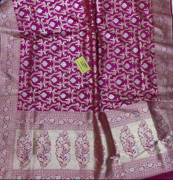 Rani Pure Katan Banarasi Handloom Saree - Sona Roopa Jaal Work