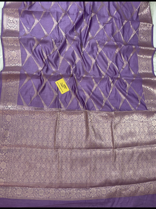 Lavender Pure Chiniya Banarasi Handloom Saree