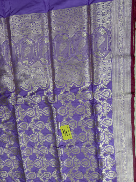 Italian lavender Pure Katan Banarasi Handloom Saree - Sona Jaal Work