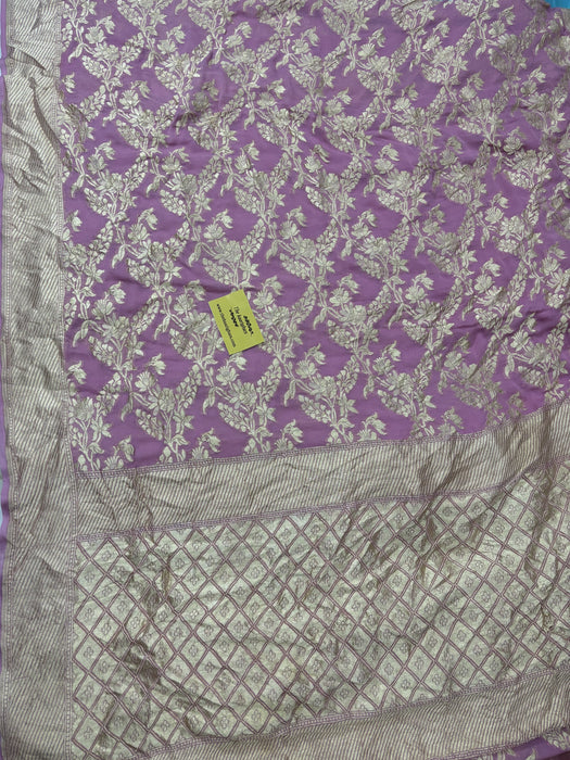Pink Khaddi Georgette Banarasi Handloom Saree - Water Zari