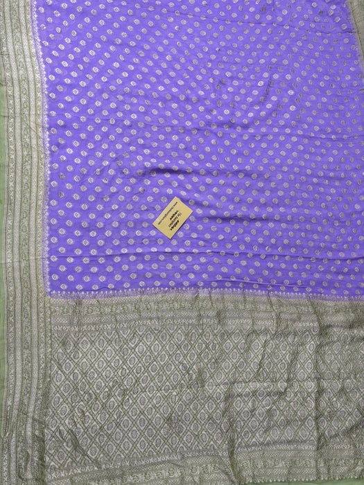 Lavender Khaddi Georgette Banarasi Handloom Saree - Water Zari