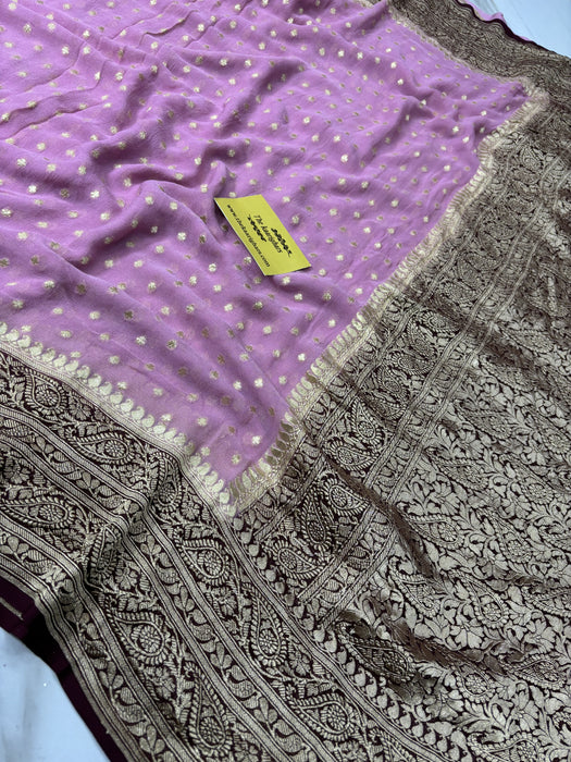 Pure Khaddi Georgette Banarasi Handloom Saree - Water Zari