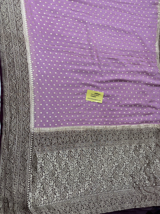 Pure Khaddi Georgette Banarasi Handloom Saree - Water Zari