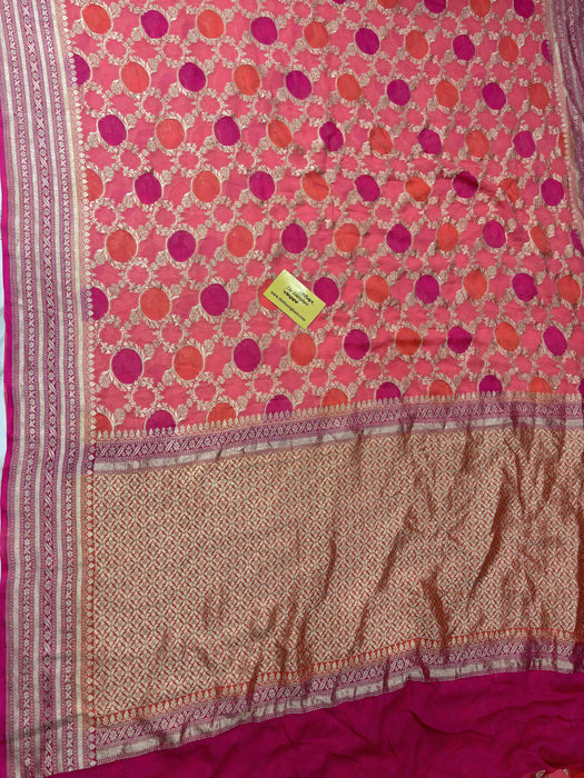 Rangkat Khaddi Georgette Banarasi Handloom Saree - Hand Meenakari