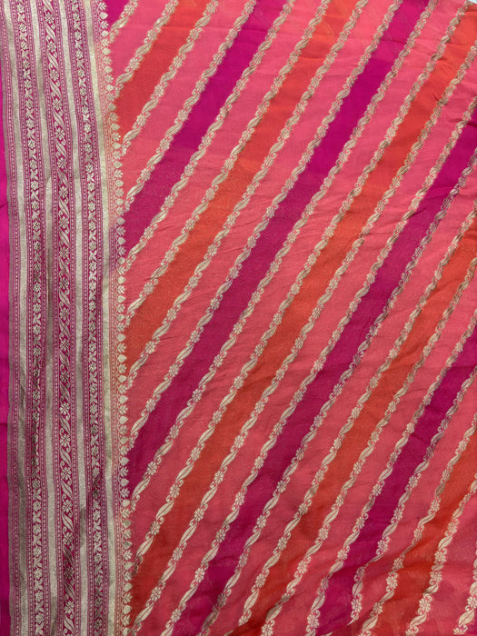Rangkat Khaddi Georgette Banarasi Handloom Saree - Hand Meenakari
