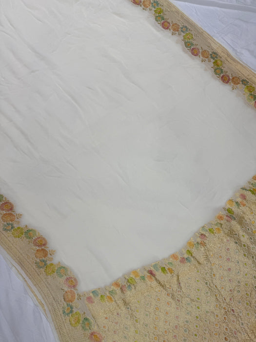 Khaddi Georgette Banarasi Handloom Saree - Hand Filled Meenakari