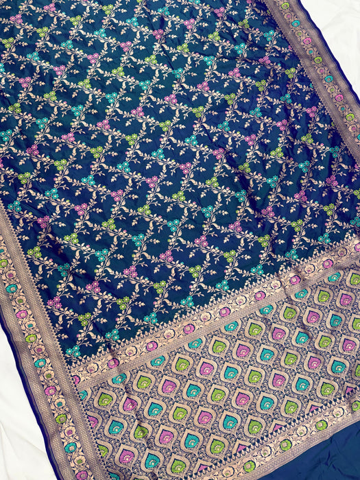Dual Shade Pure Katan Banarasi Handloom Saree - Meenakari Work