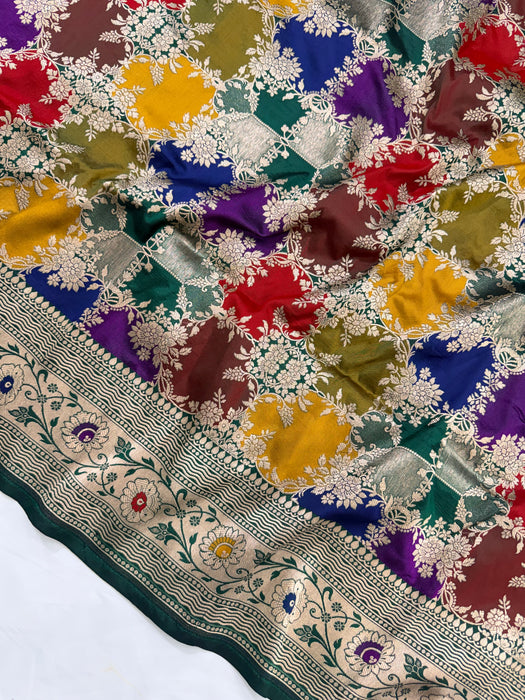 Bottle Green Pure Katan Banarasi Handloom Saree - Rangkat
