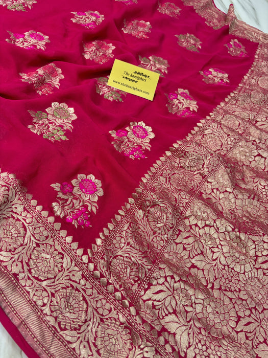 Rani Khaddi Georgette Banarasi Saree - Meenakari