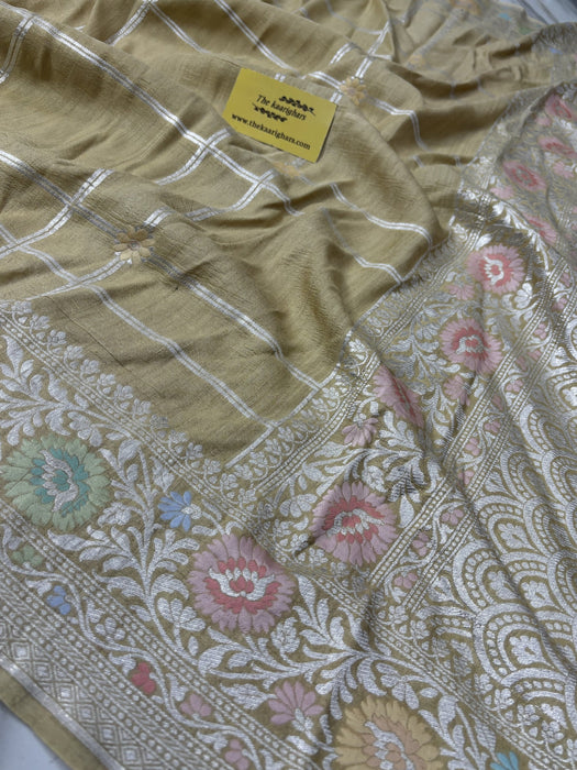 Pure Tussar Georgette Banarasi Handloom Saree - Paithani