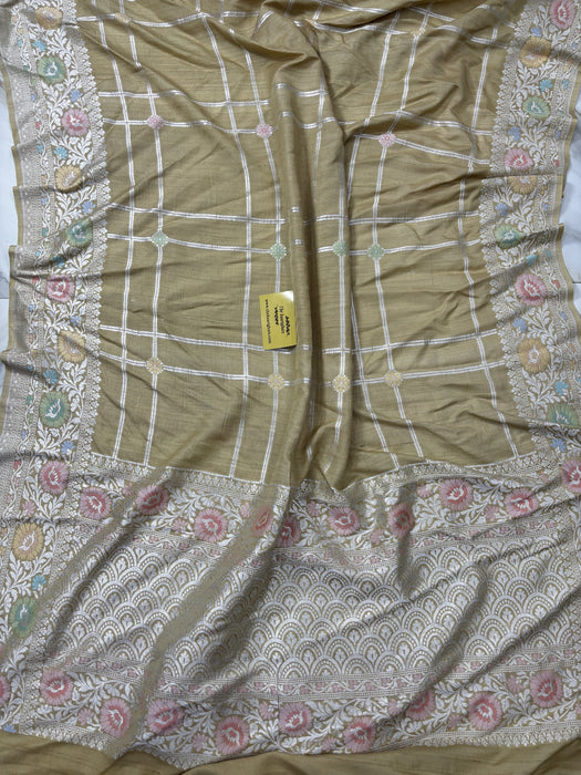 Pure Tussar Georgette Banarasi Handloom Saree - Paithani