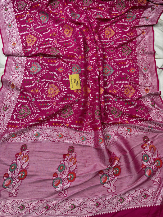 Rani Pure Tussar Georgette Banarasi Handloom Saree - Paithani
