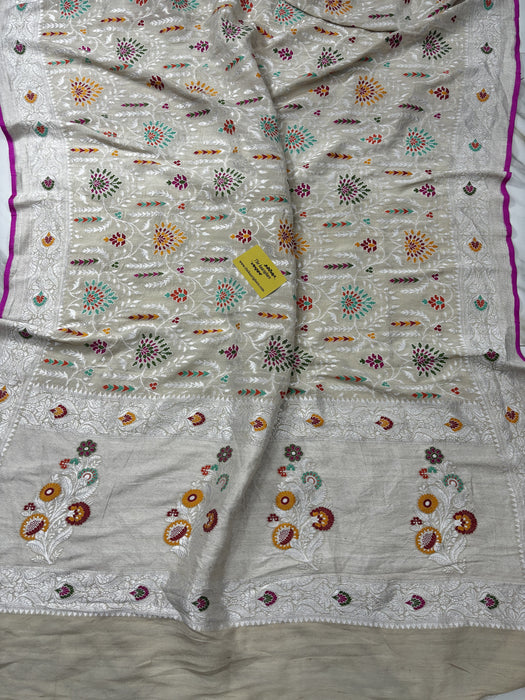 Pure Tussar Georgette Banarasi Handloom Saree - Paithani