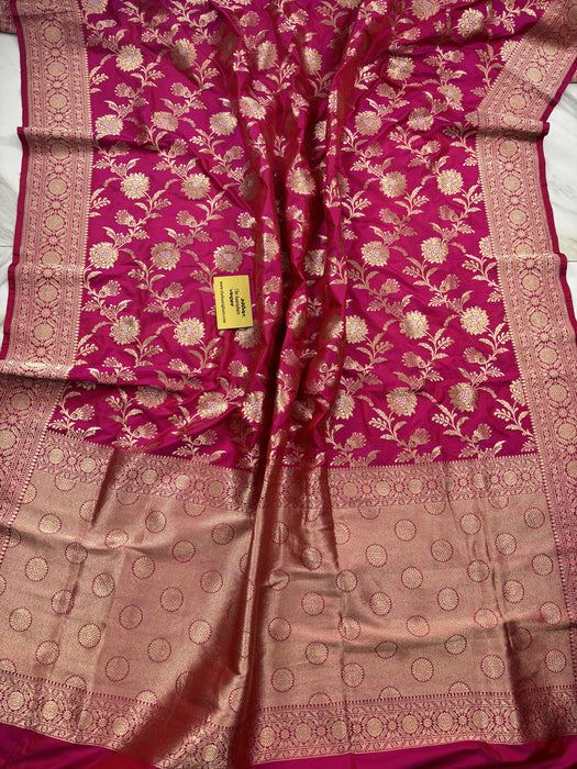 Rani Pure Katan Silk Banarasi Handloom Saree - Sona Roopa Jaal Work