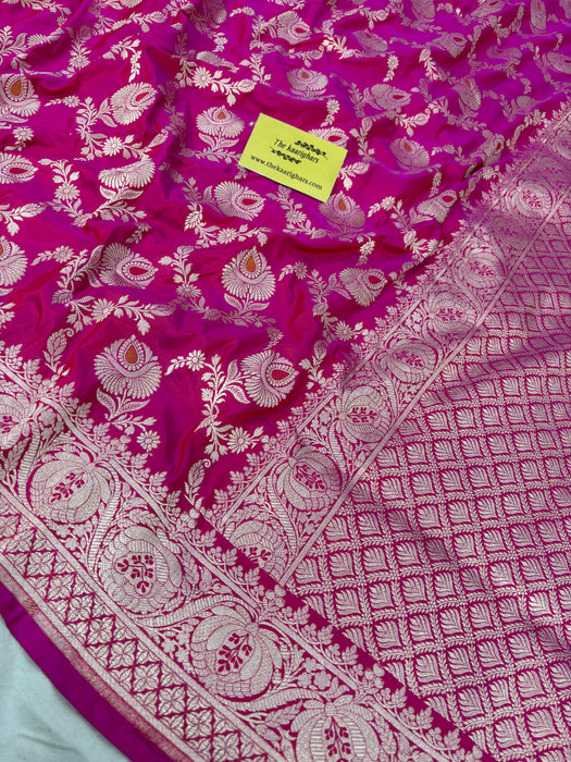 Rani Pure Katan Banarasi Handloom Saree - Meenakari Jaal Work