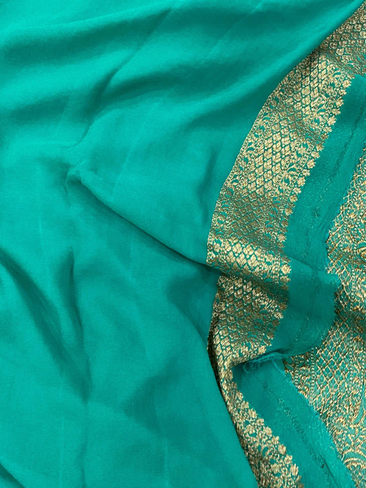 3D Khaddi Georgette Banarasi Handloom Saree - Antique Zari