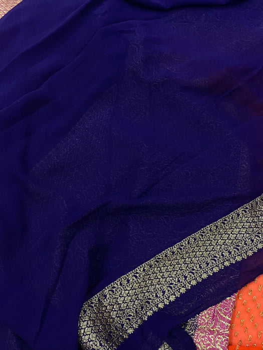 3D Khaddi Georgette Banarasi Handloom Saree - Antique Zari