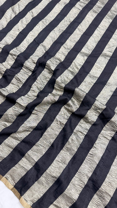 Black Pure Banarasi Moonga Tissue Handloom Saree - Designer Work