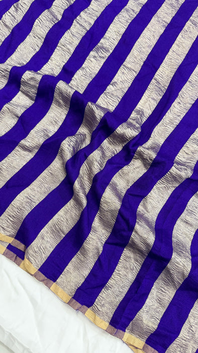 Blue Pure Banarasi Moonga Tissue Handloom Saree - Designer Work