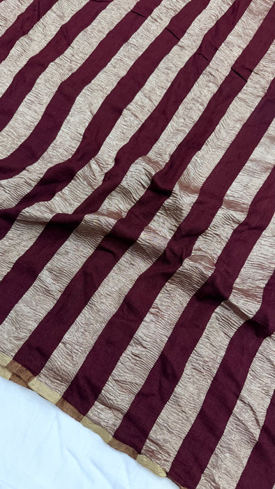 Brown Pure Banarasi Moonga Tissue Handloom Saree - Designer Work