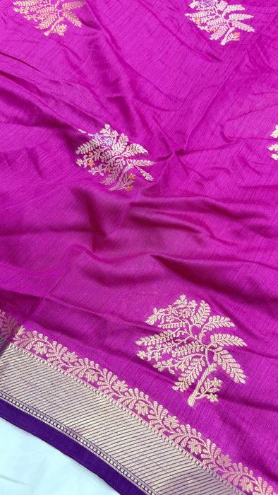 Rani and Purple Pure Moonga Banarasi Handloom Saree - Designer Saree
