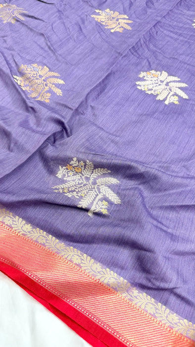 Midnight Gray Pure Moonga Banarasi Handloom Saree - Designer Saree