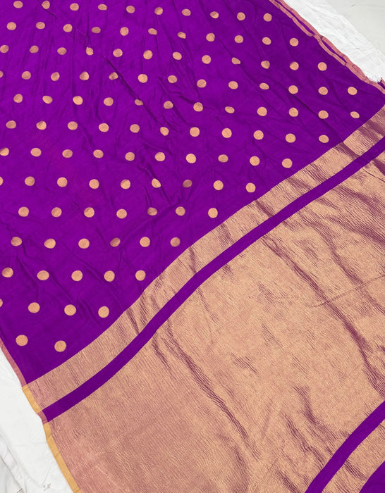 Purple Pure Moonga Banarasi Handloom Saree - Designer Saree