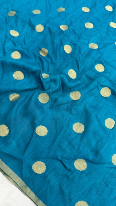 German Blue Pure Moonga Banarasi Handloom Saree - Designer Saree