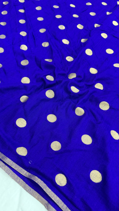 Royal Blue Pure Moonga Banarasi Handloom Saree - Designer Saree