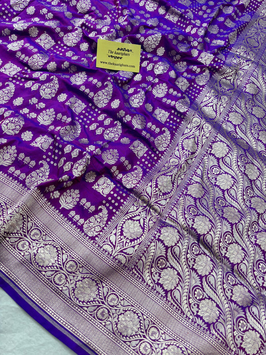 Purple Pure Katan Banarasi Handloom Saree - Kayri Work